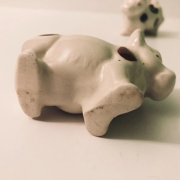 Vintage Lot of 2 Ceramic Cow With Spots  Toothpick Holder Japan - Picture 9 of 16